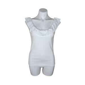 GAP Scoop Neck Eyelet Lace Tank White Size Small TALL